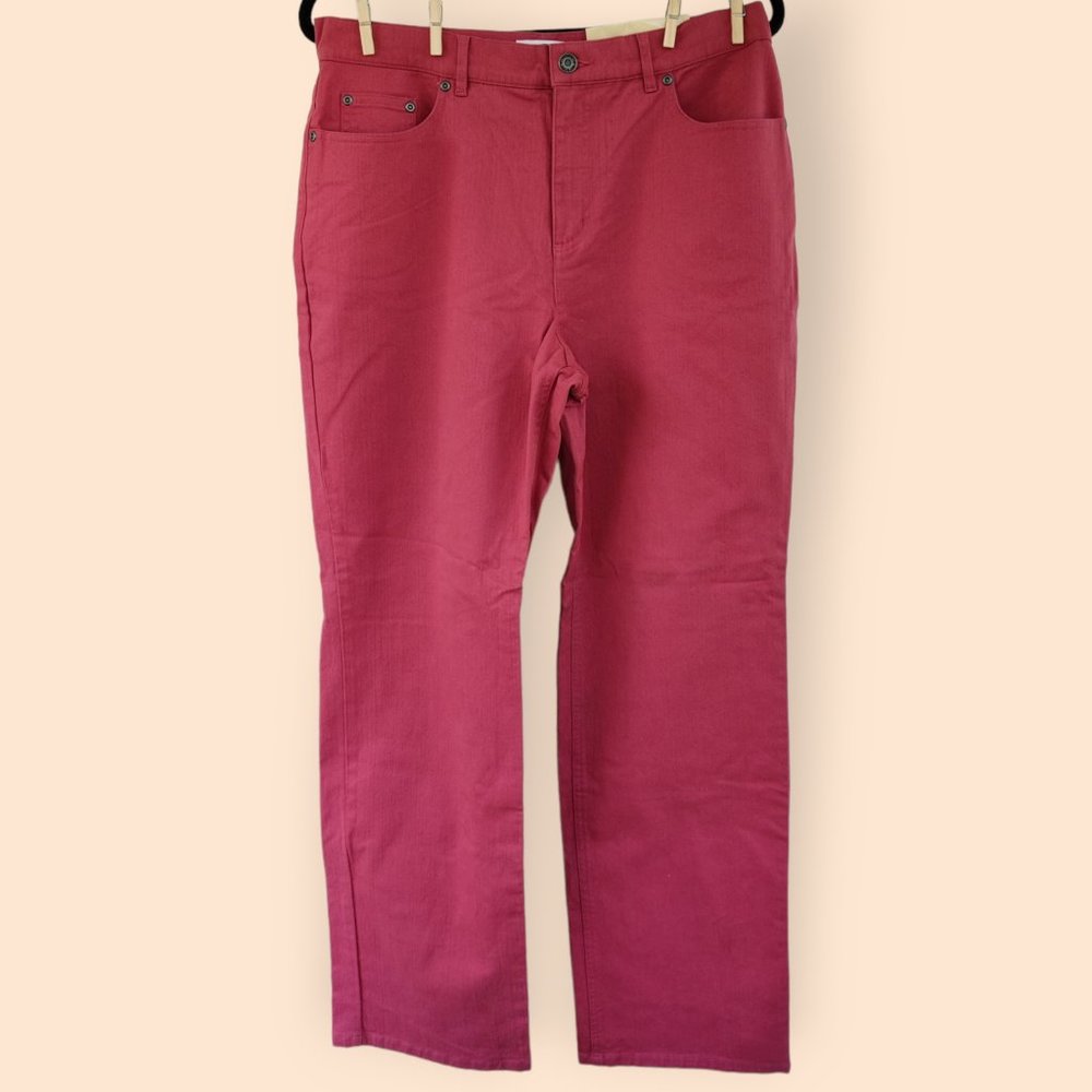 NWT Talbots 12 Stretch Boot Leg Denim Red Jeans Pants High Rise Flare Eclectic